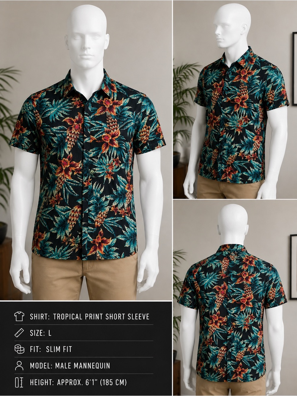 George Slim Fit Tropical Hawaiian Shirt – Men’s Large
